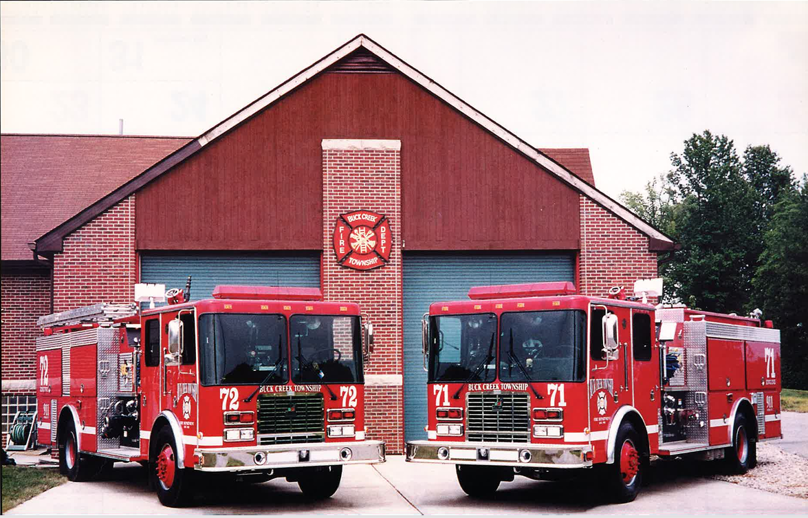 The twin 1997 Smeal pumpers.
